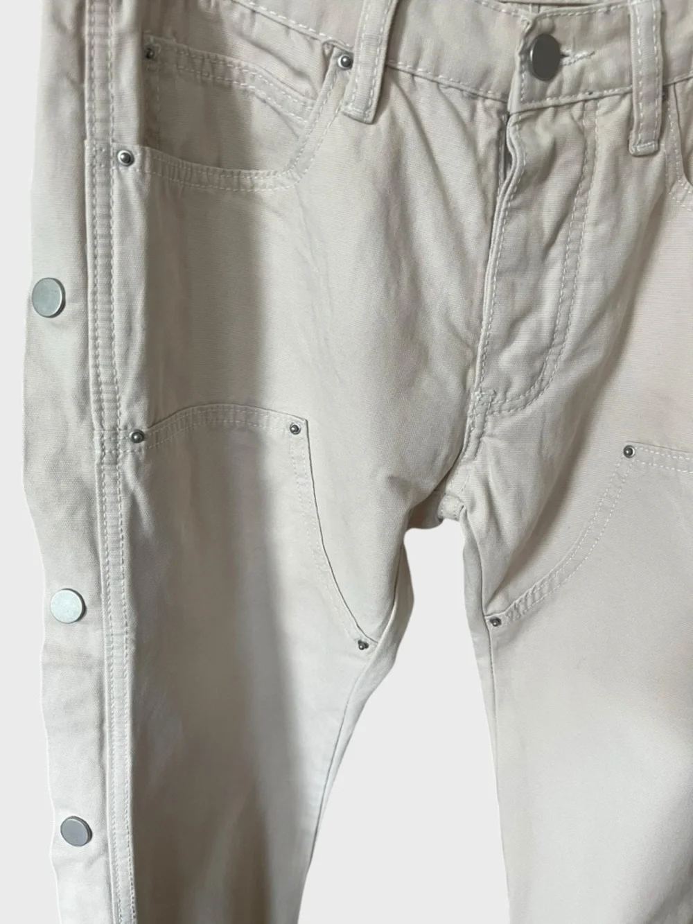 Mens  MNML snap western Cream Cotton Pants